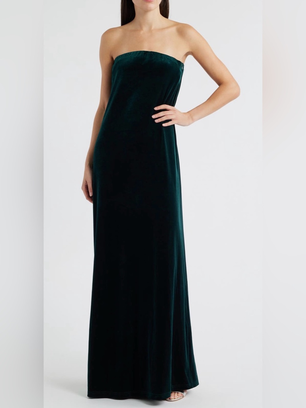Lucy Paris Breanna Strapless Velvet Gown in Emerald NWOT
